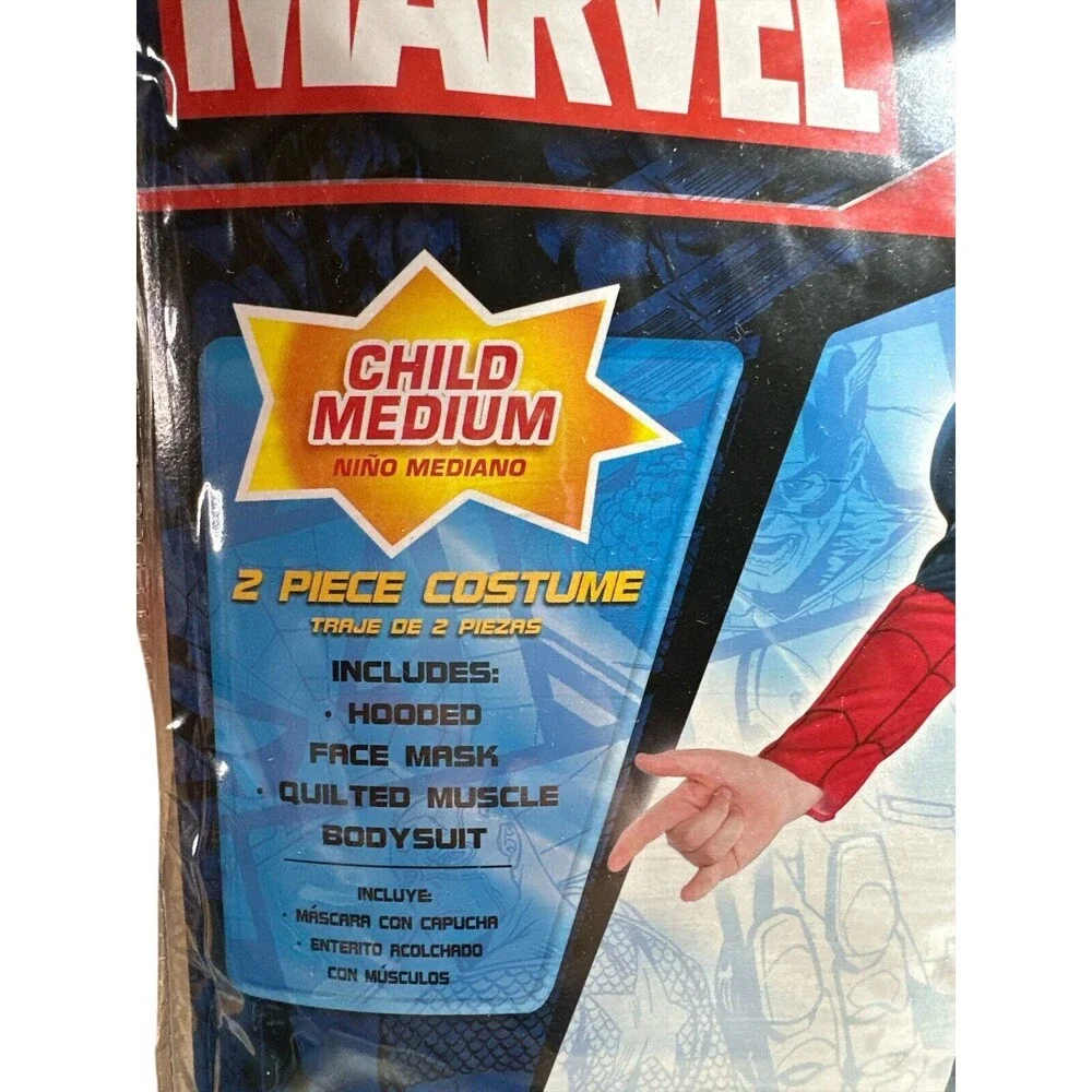 MARVEL Spiderman Muscle Padded 2 PC Halloween Costume Child Size Medium 8-10 NEW - Picture 2 of 3